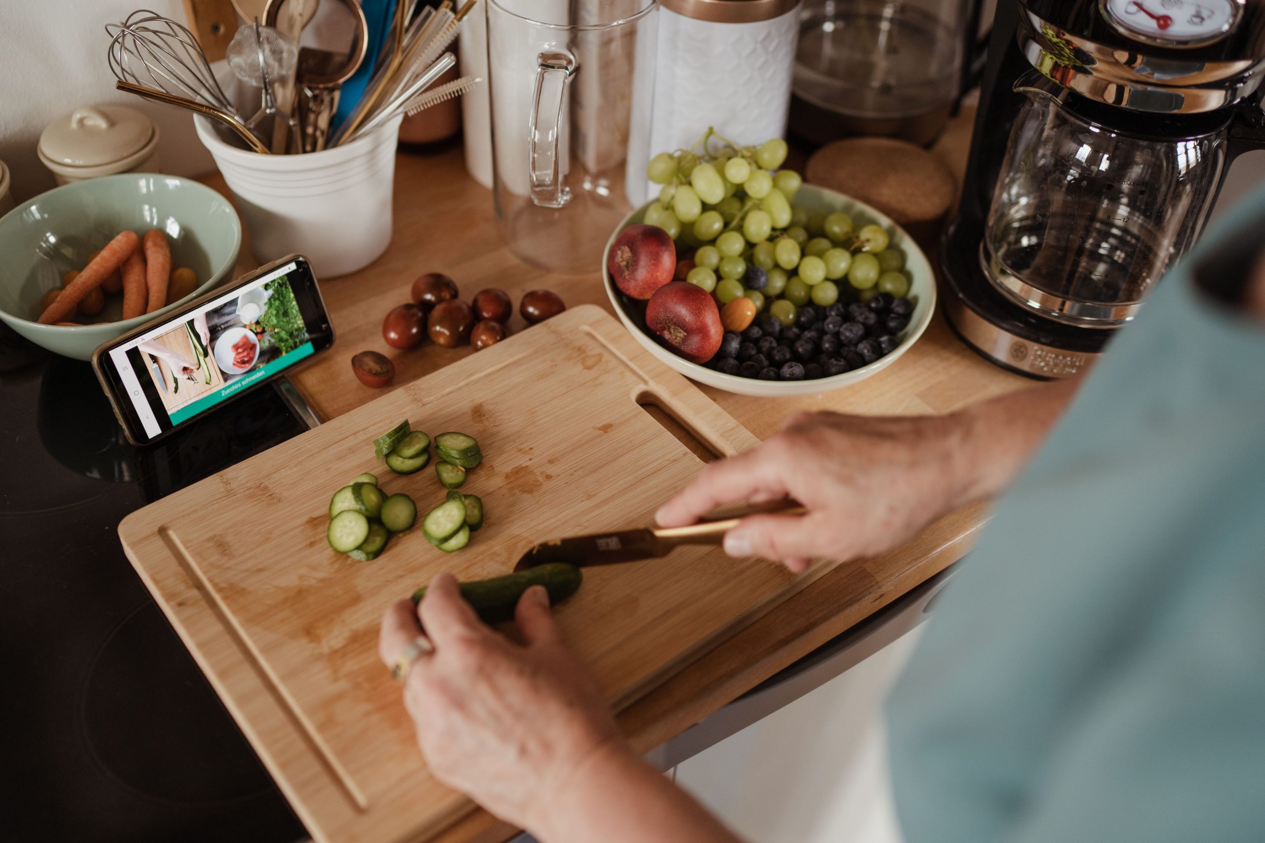 Cooking on wooden board