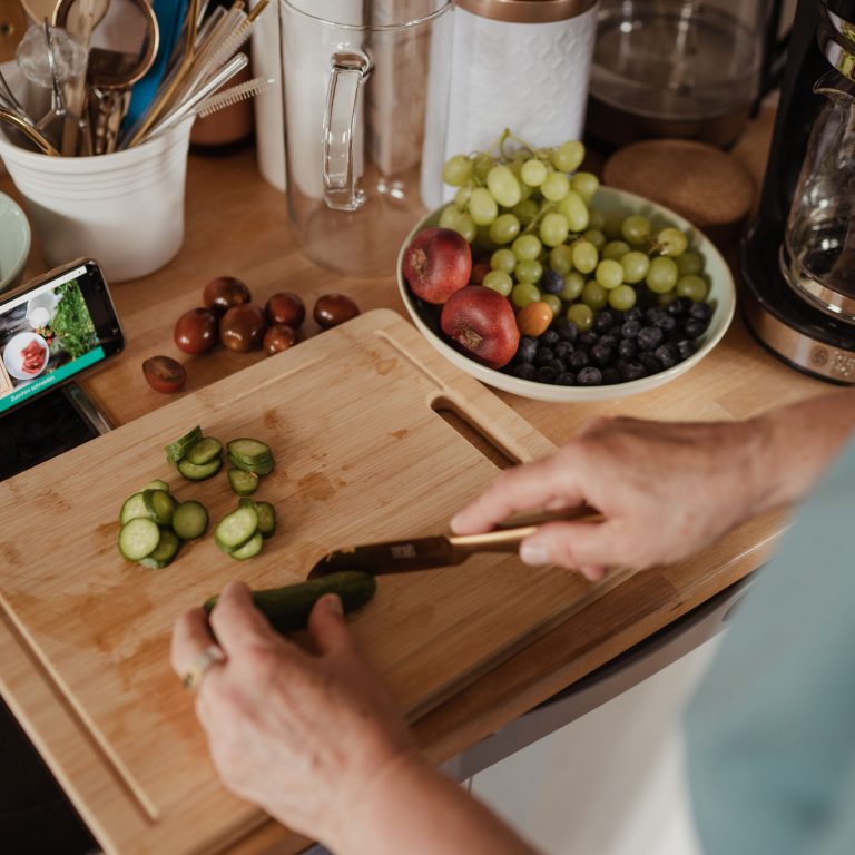 Cooking on wooden board