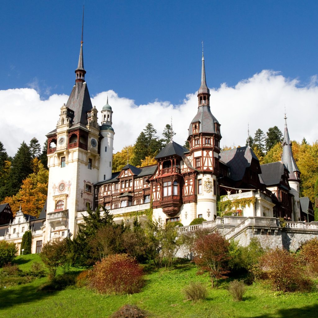 Historical Sinaia-monastery surrounded by green trees, Sinaia, Romania