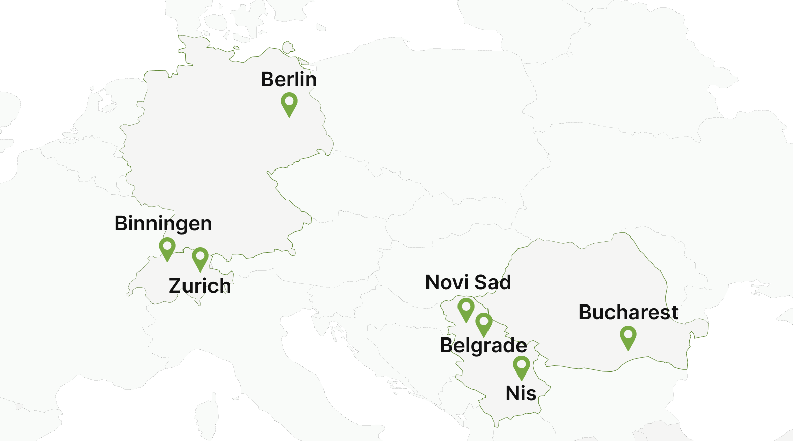 Holycode locatins on map of Europe