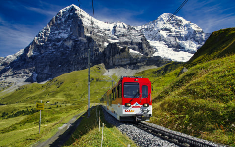 Train in Swiss alps