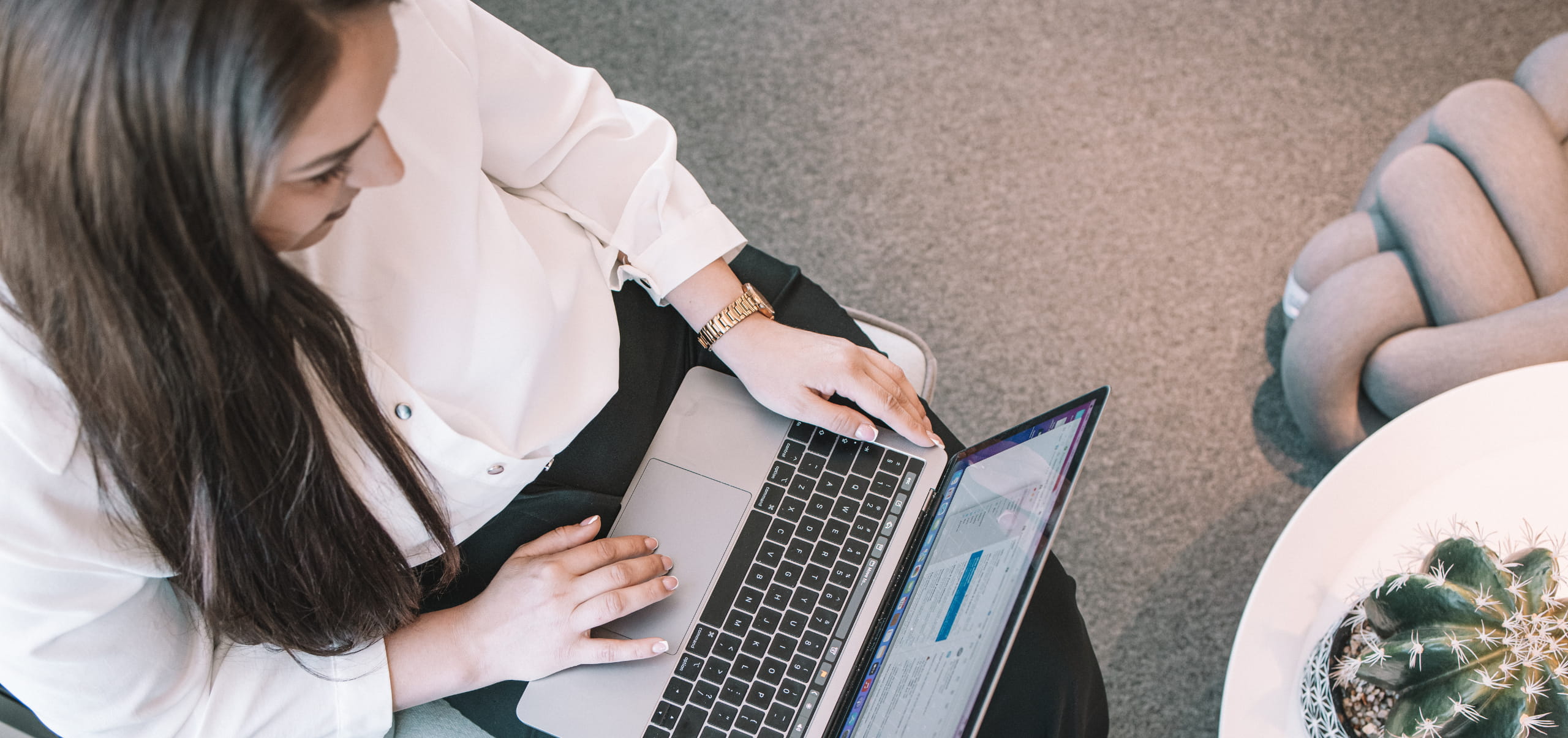 Woman working on laptop