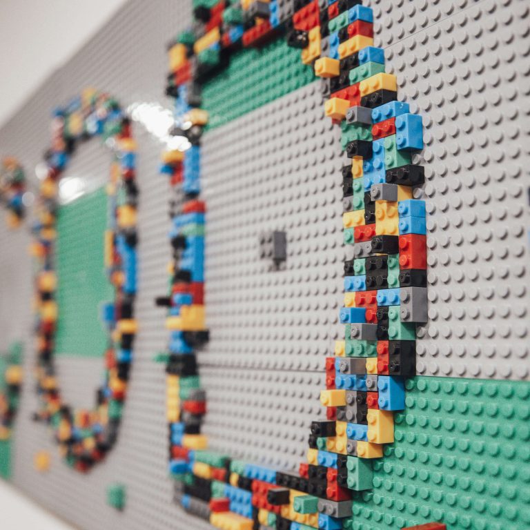 Holycode logo made out of legos