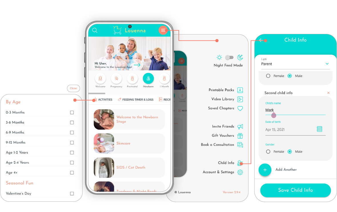 louenna app different screens